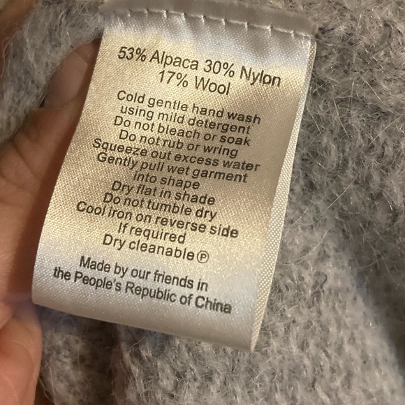 ELK Alpaca Wool Blend Short Sleeve Knit Full Zip Sweater Grey One Size - Picture 7 of 8